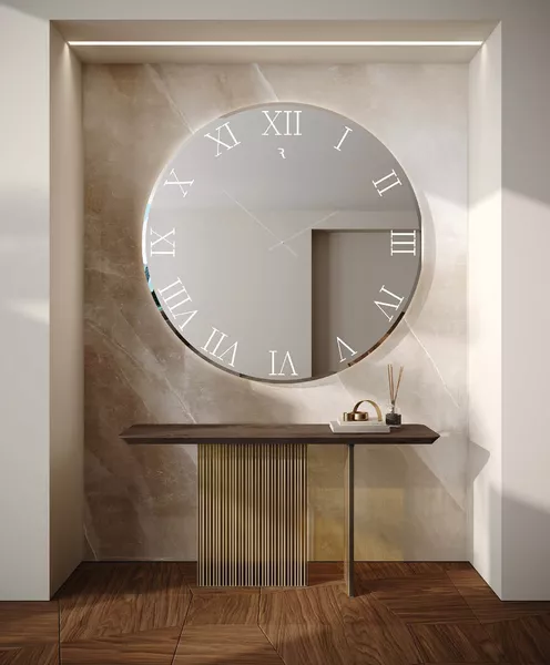 Titanium Round Mirrored Clock